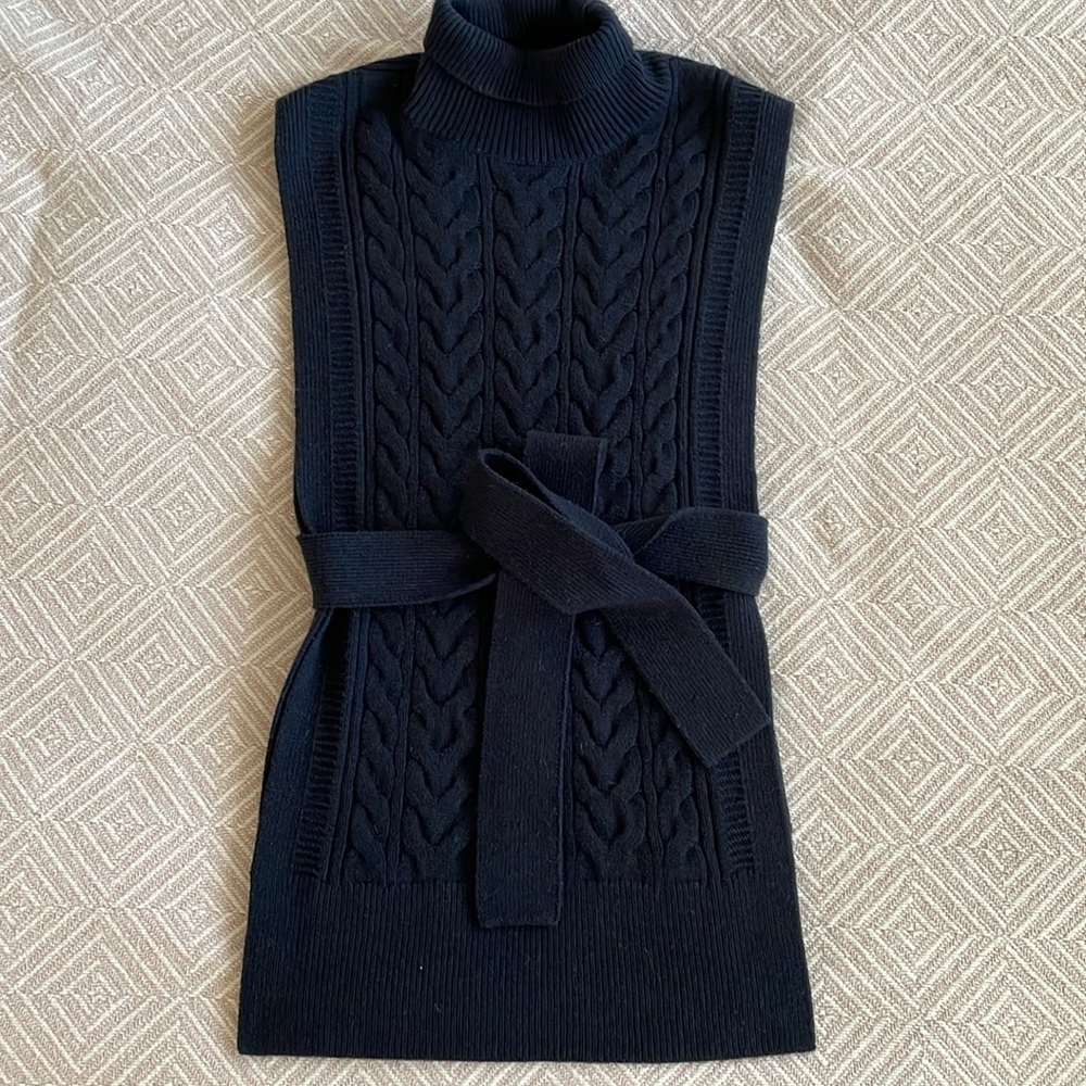 COS Cable Knit Roll-Neck Belted Sweater